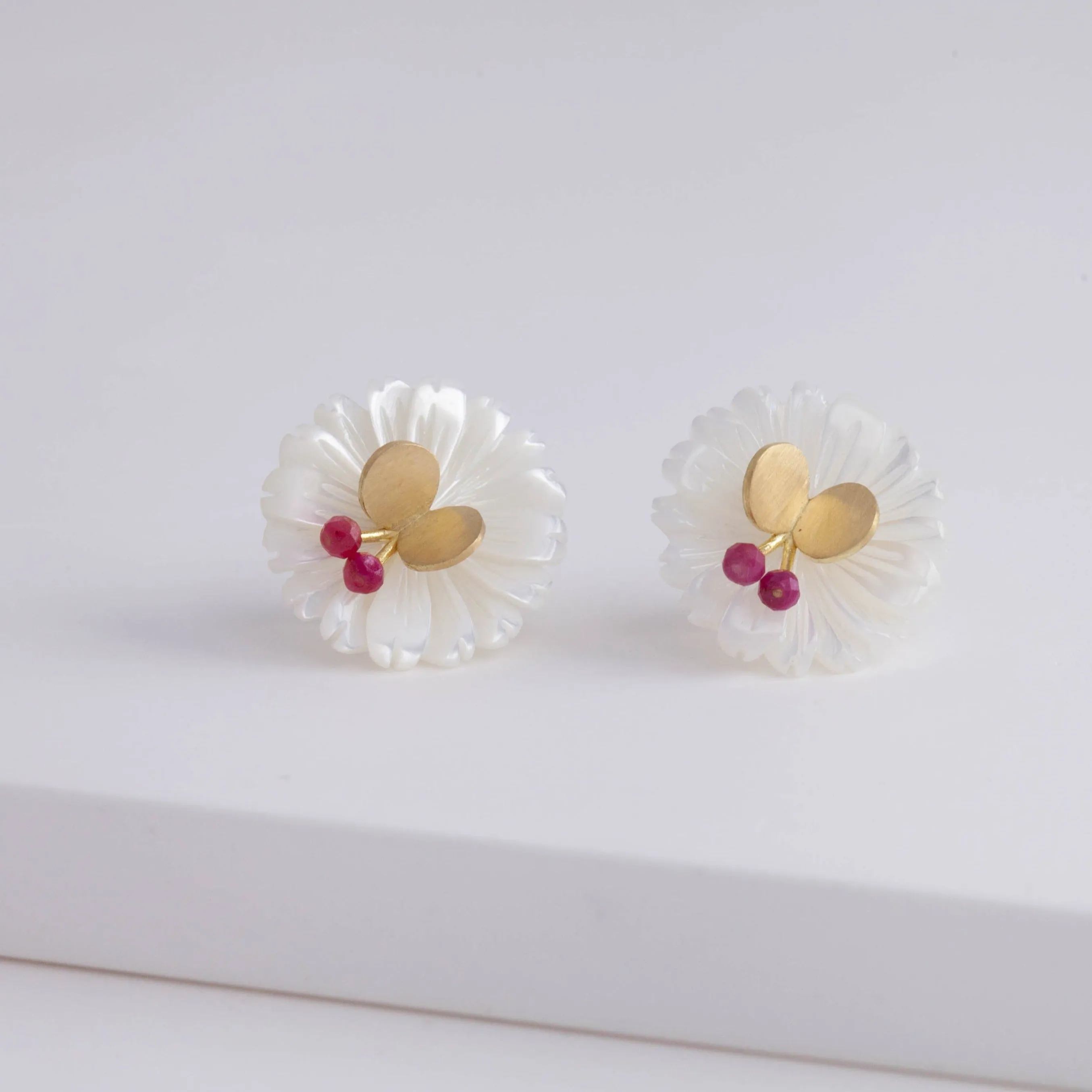 Daisy ruby butterfly earrings