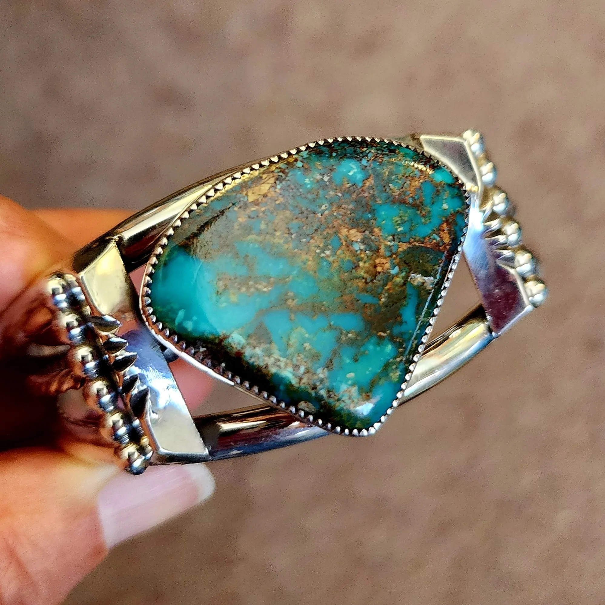 Deep Teal Natural Turquoise Bracelet