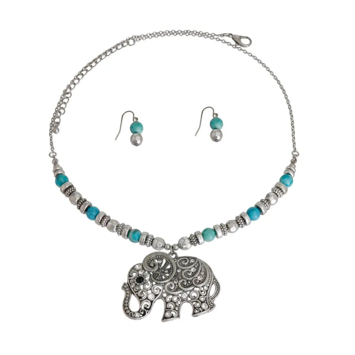 Discover Unique Elegance: Silver Elephant Necklace Set - Fashion Jewelry