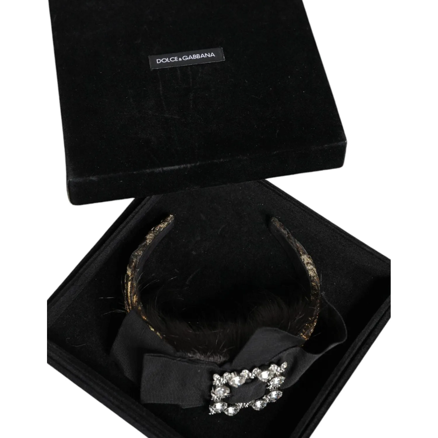 Dolce & Gabbana Black Hair Parrucchiera Crystal Headband Diadem