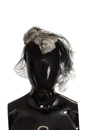 Dolce & Gabbana Black Logo Sequined Fascinator Diadem Headband