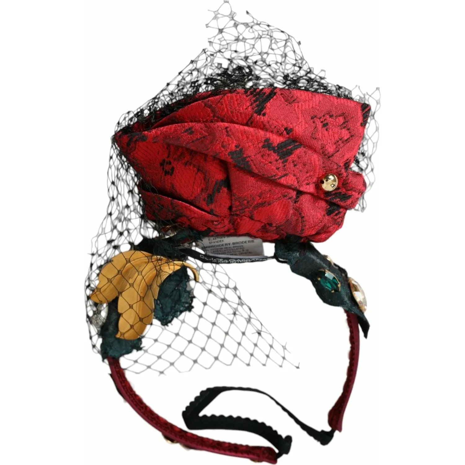 Dolce & Gabbana Multicolor Rose Silk Crystal Netted Logo Headband Diadem