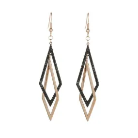 Double Rhombus Silver Drop Earrings for Women