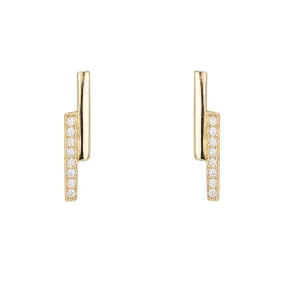 Double-row straight line with zircon silver studs earrings for women