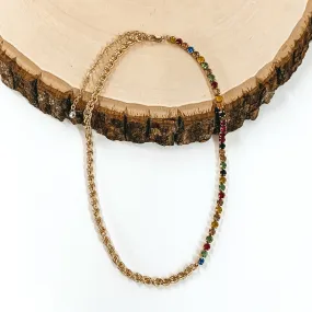 Dreaming in Crystals Chain Necklace in Multicolored/Gold