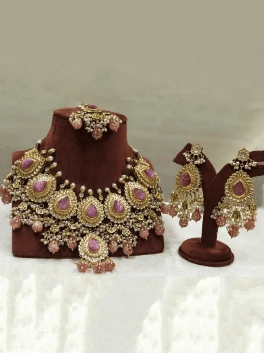 Drop Stone Kundan Outline Bridal Necklace Set