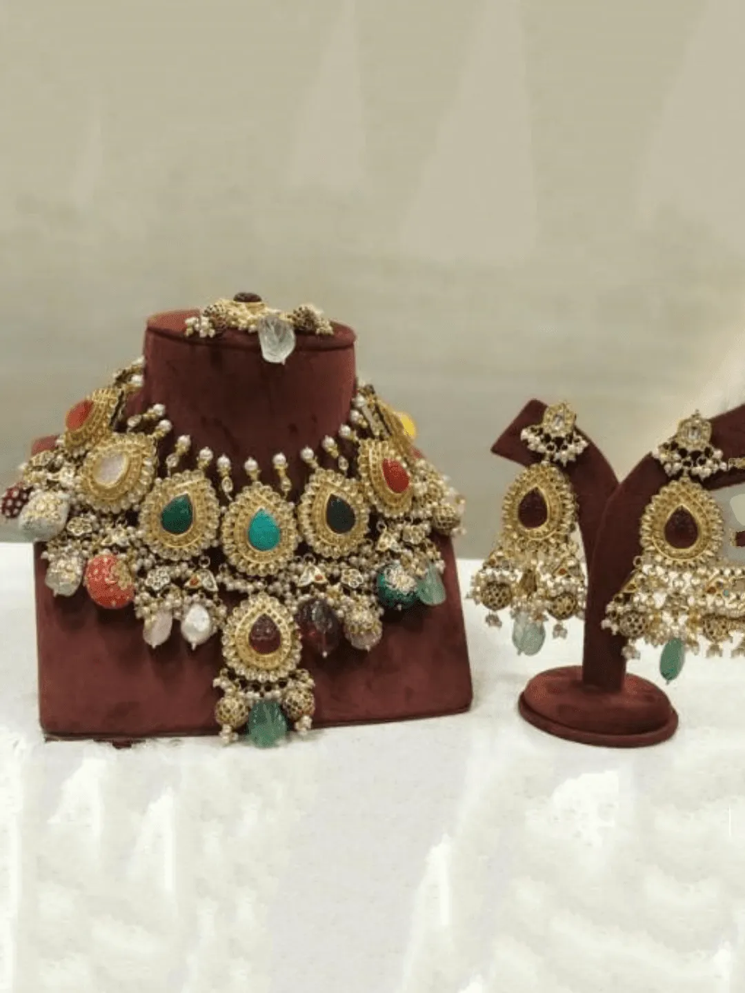 Drop Stone Kundan Outline Bridal Necklace Set