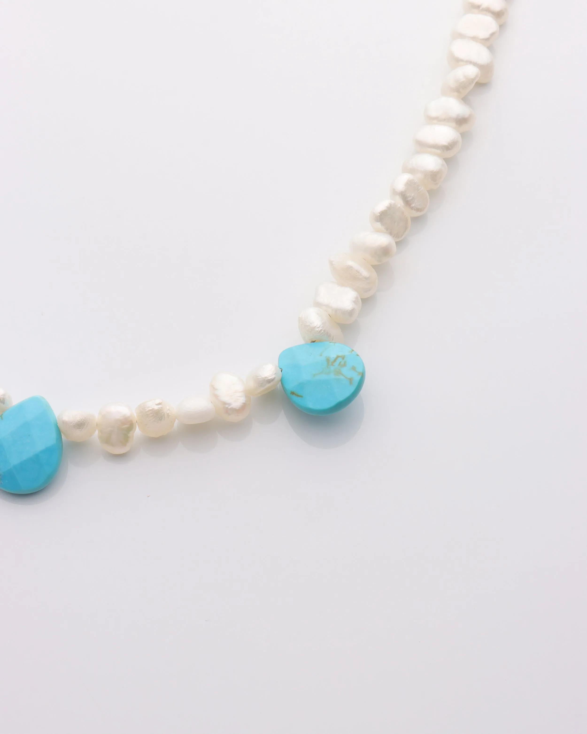 Easy Beach Day Pearl and Turquoise Necklace