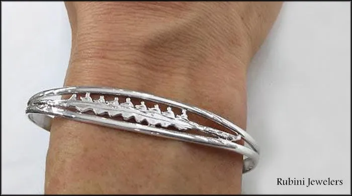 Eight Oar Rowing Boat in Split Cuff Bracelet