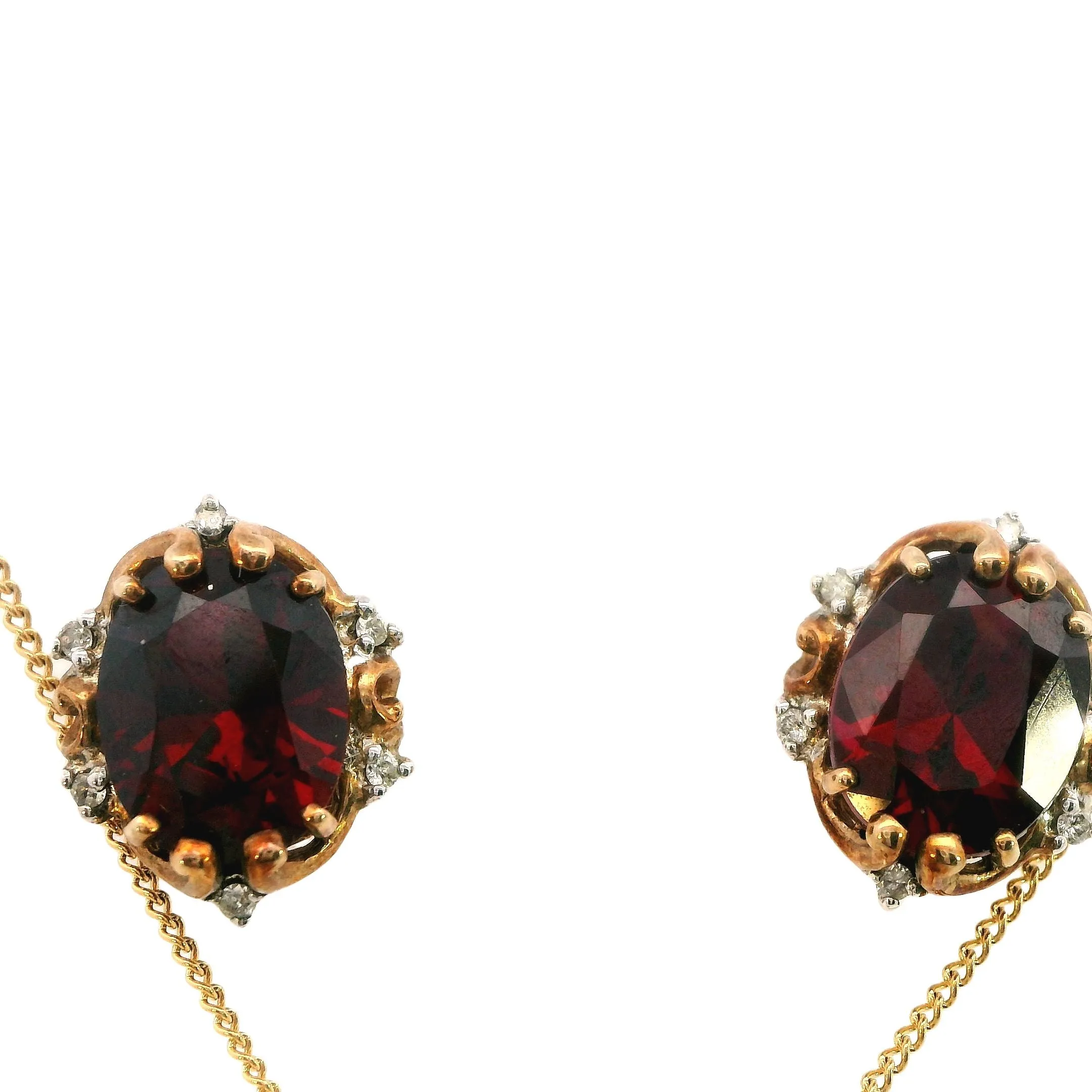 Elegant 9ct Yellow Gold Ruby and Diamond Pendant & Earring Set