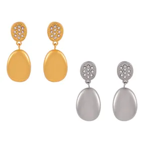 Elegant Lace Zircon Stud Earrings in Gold Plated Titanium Steel