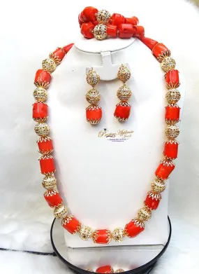 Elegant Original Coral Beads Jewellery Set