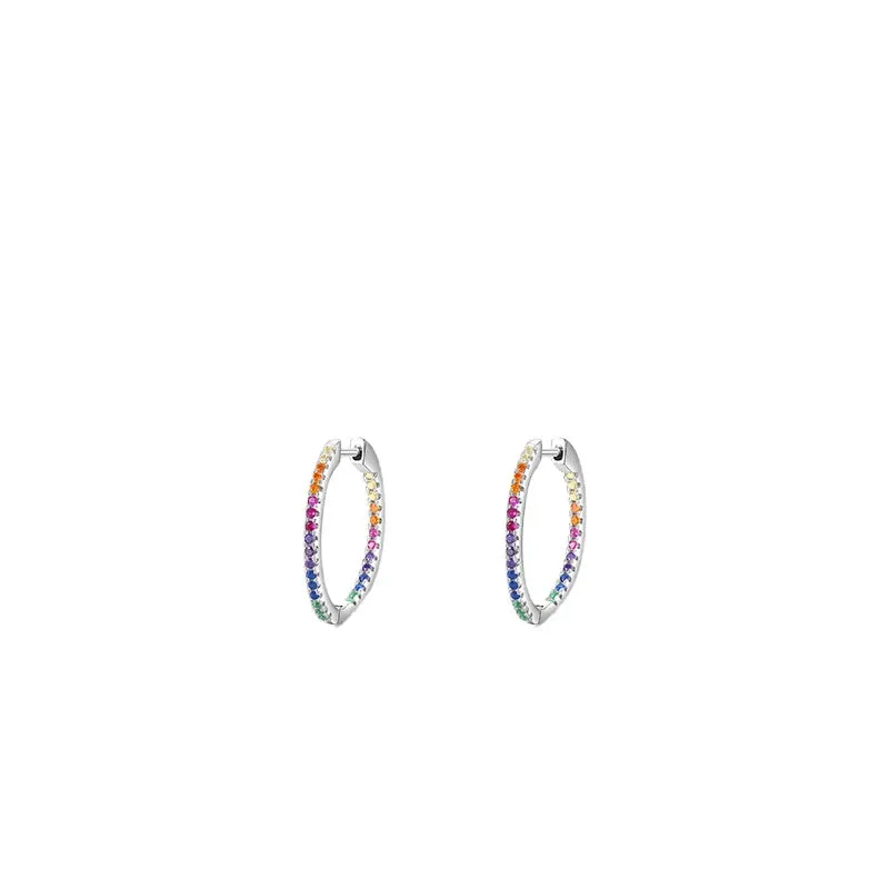 Elegant Rainbow Inlaid S925 Silver Stud Earrings