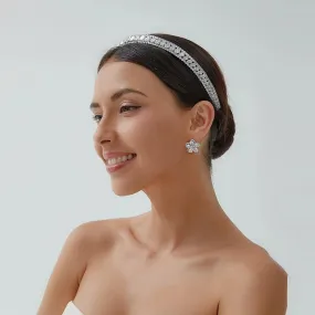 Elegant Zirconia Crystal Bridal Headband - Silver Prom Diadem Tiara for Weddings, Parties & Special Occasions