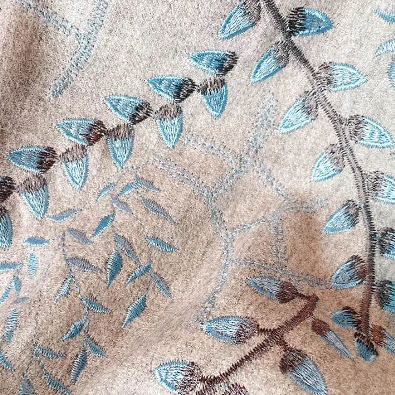 Embroidery 100% Pure Cashmere Scarf Vine Winter Accessory 200x60 cm