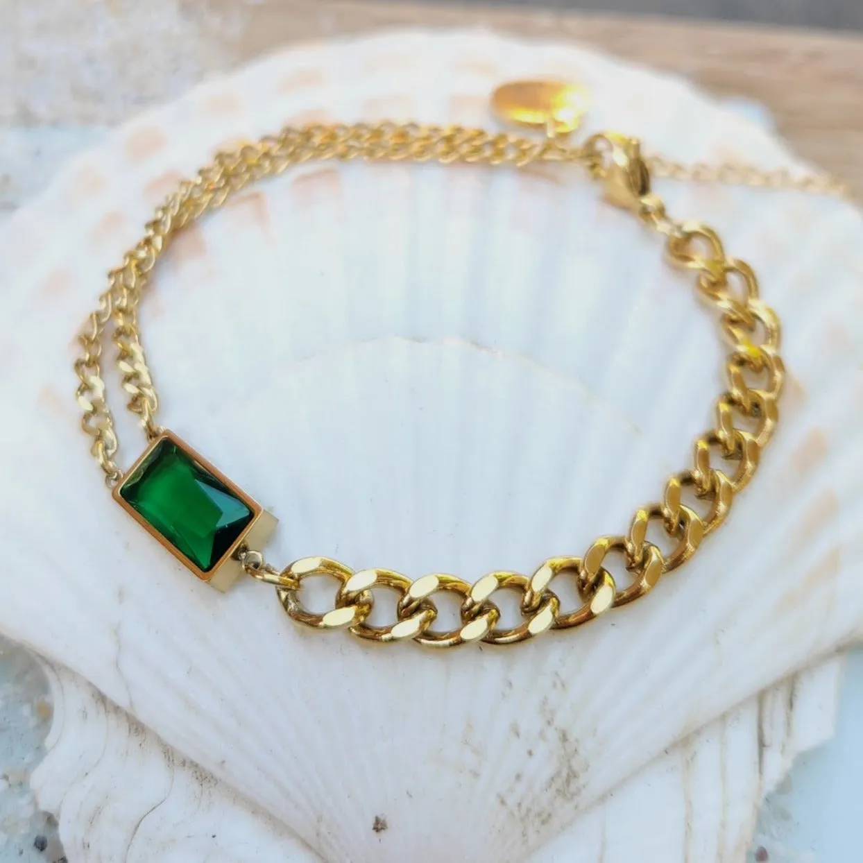 EMERALD -  18K GOLD WATERPROOF CHAIN BRACELET