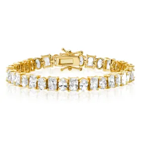 EMERALD AND OVAL CZ TENNIS BRACELET, GOLD