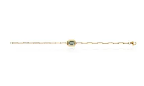 Emerald-Cut Bezel Stone Link Bracelet