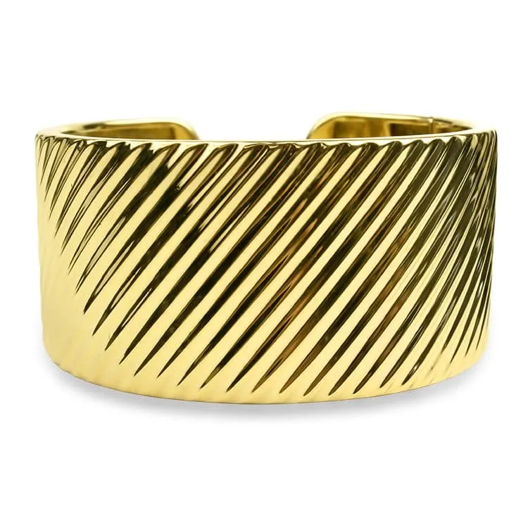 Estate 18k Yellow Gold Wide Cuff Bracelet