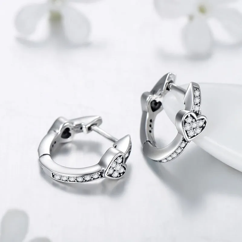 Everyday Genie Sterling Silver Heart-shaped Zircon Earrings