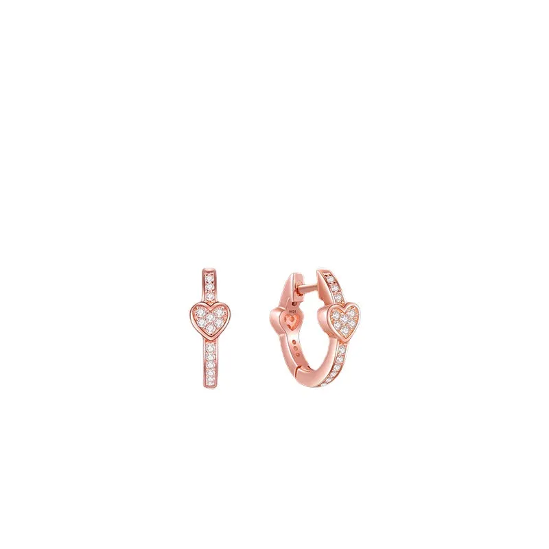 Everyday Genie Sterling Silver Heart-shaped Zircon Earrings