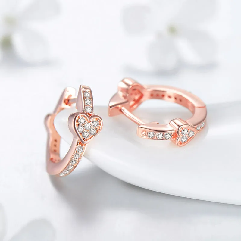 Everyday Genie Sterling Silver Heart-shaped Zircon Earrings