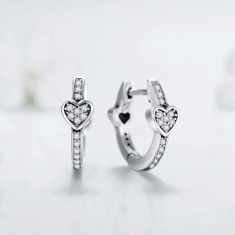 Everyday Genie Sterling Silver Heart-shaped Zircon Earrings