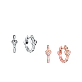 Everyday Genie Sterling Silver Heart-shaped Zircon Earrings