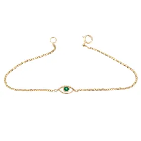 Evil Eye Bracelet - Yellow Gold & Emerald