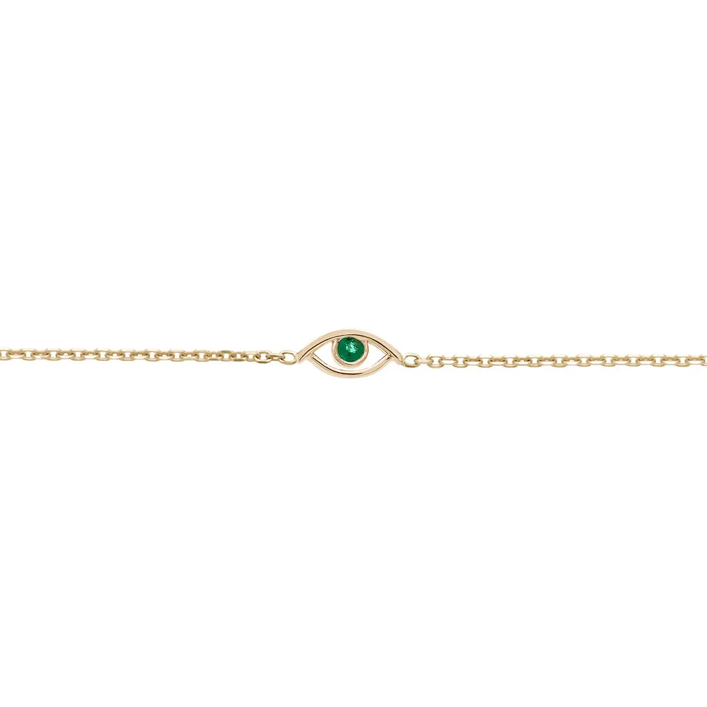 Evil Eye Bracelet - Yellow Gold & Emerald