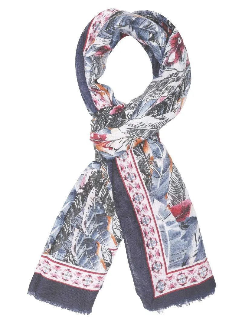 FabSeasons Floral Navy Premium Printed Cotton Long Scarves