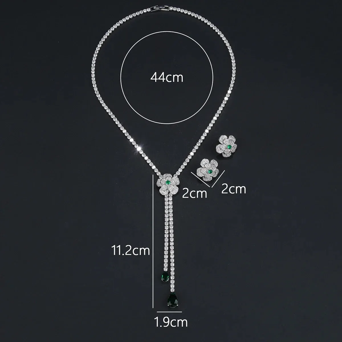 Fashion Flower Necklace Earrings 2pcs Set Wedding Bridal Jewelry For Women Party Accessories CN11266