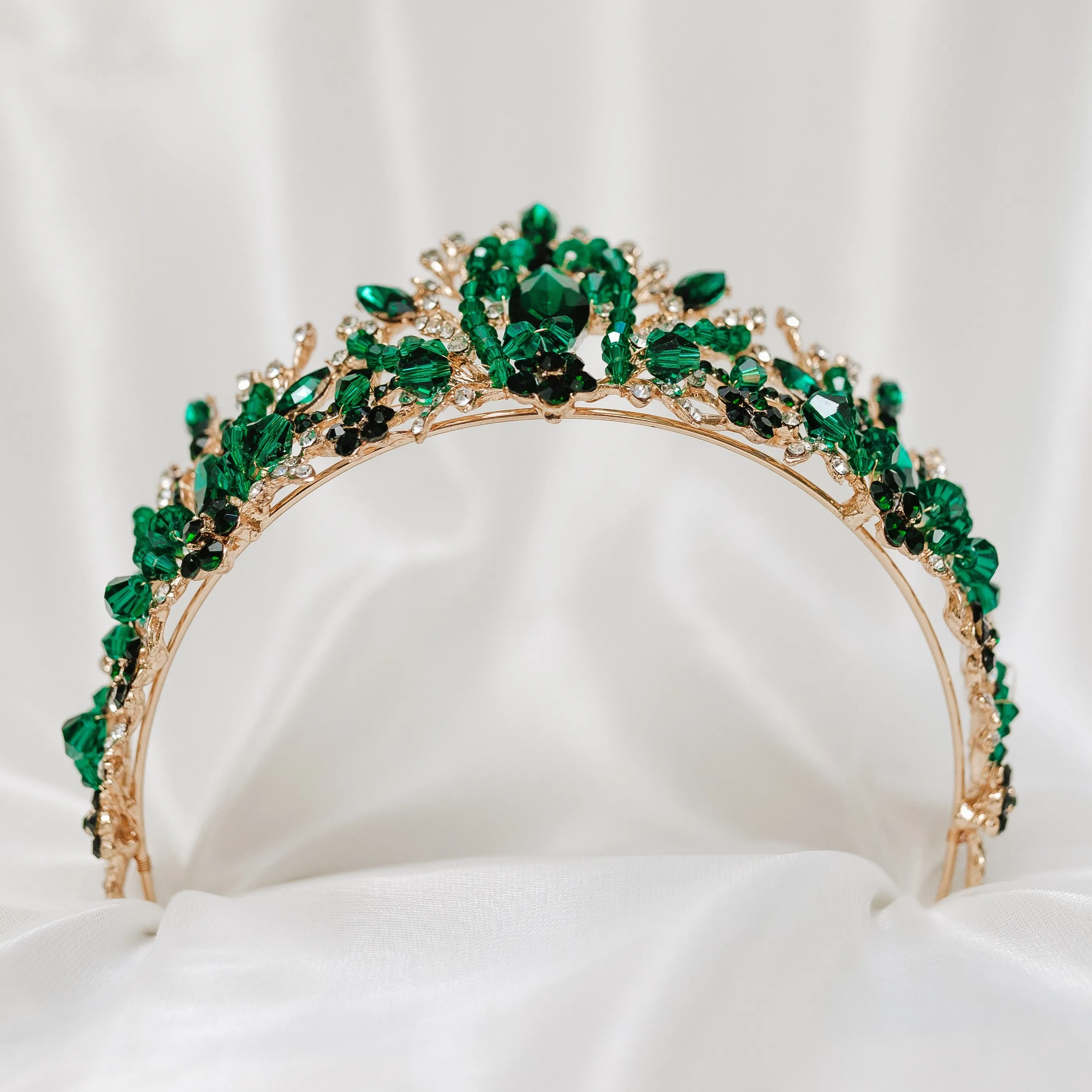 Felicitys Tiara in Green Crystals & Gold