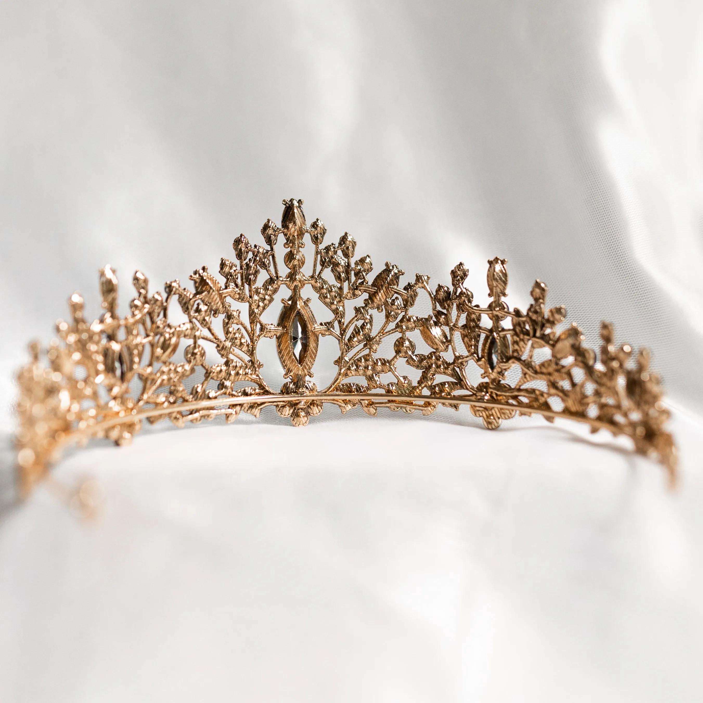 Felicity's Tiara in Teal Blue, Black & Antique Gold