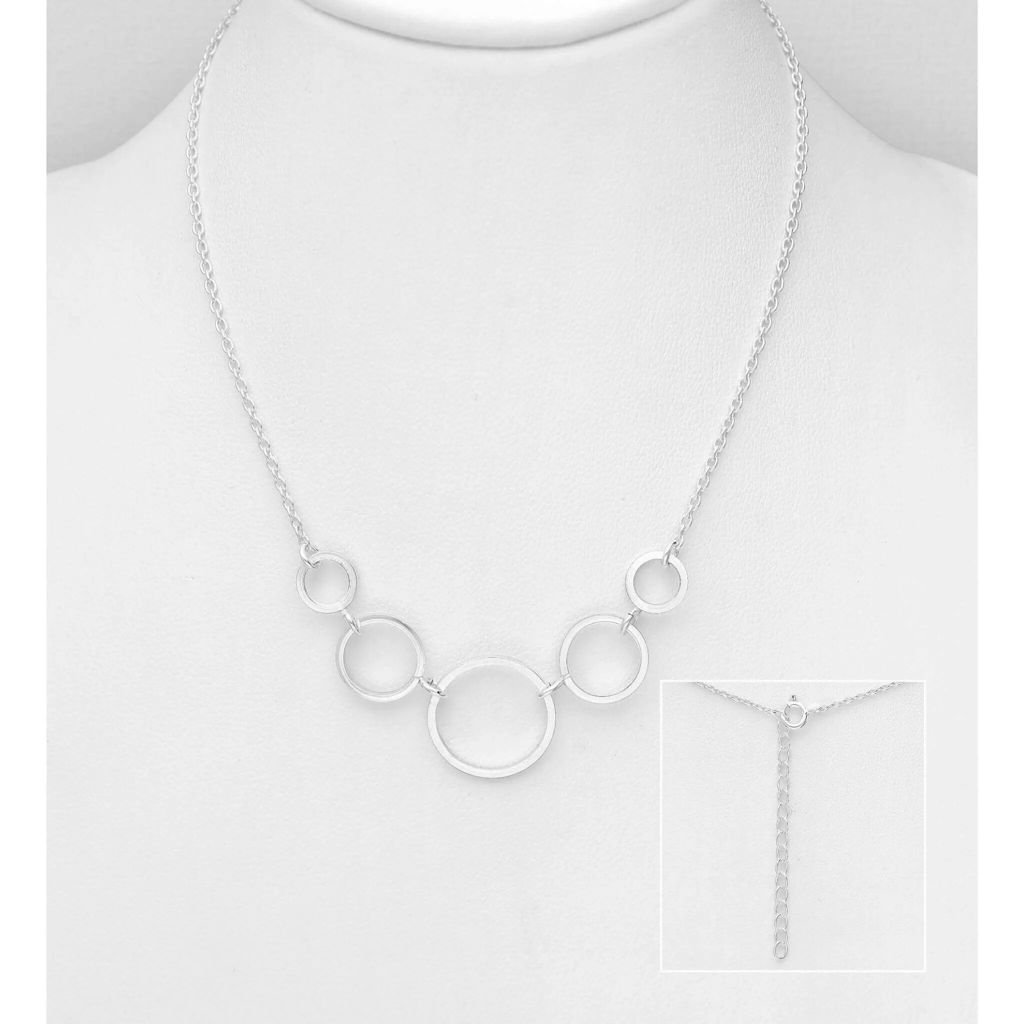 Five Interlocking Circle Necklace In Sterling Silver