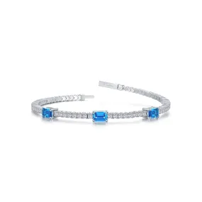 Flexible Blue Topaz Station Bracelet in Sterling Silver