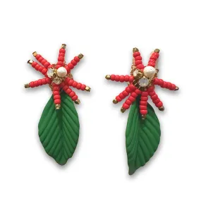 Flower Leaf Stud Statement Earrings