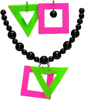 Forum Novelties Neon Earrings and Necklace 80s Set