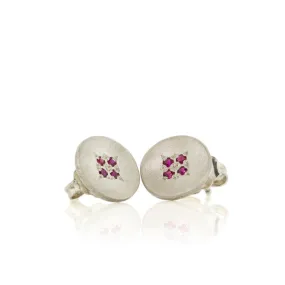 Four Star Wave Stud Earrings with Rubies or Diamonds by Adel Chefridi