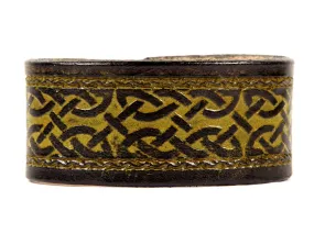 Framed Celtic Interlace Leather Wristband