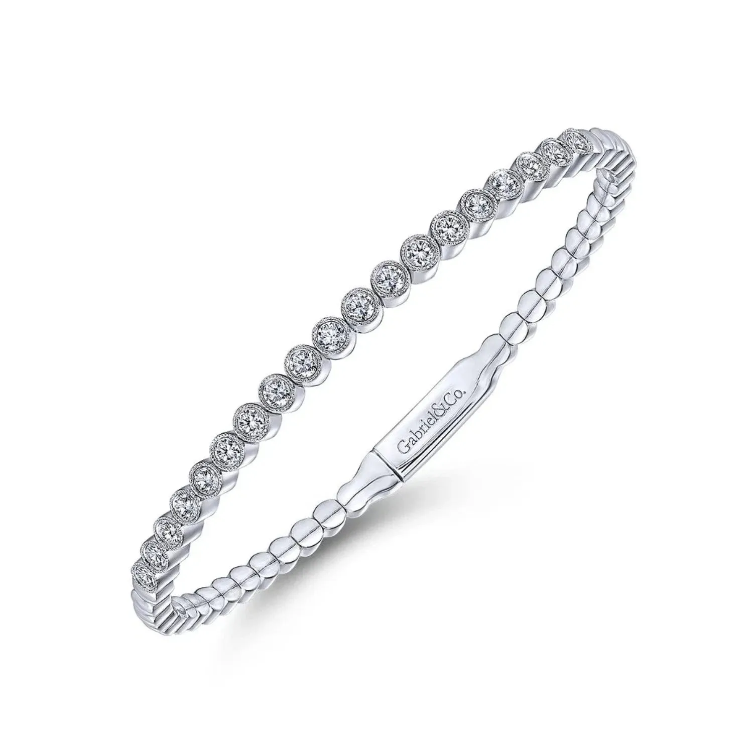 Gabriel & Co. Round Cut Bezel Set Diamond Bangle