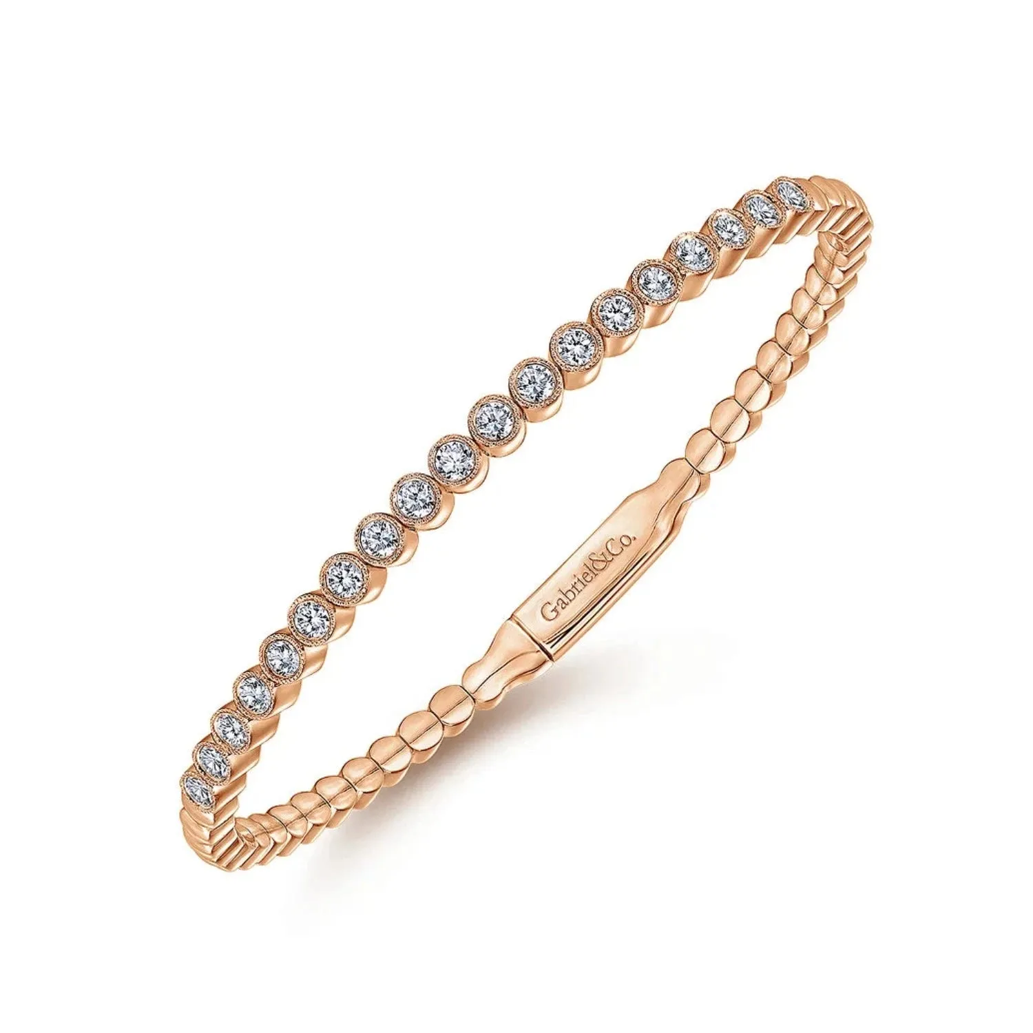 Gabriel & Co. Round Cut Bezel Set Diamond Bangle