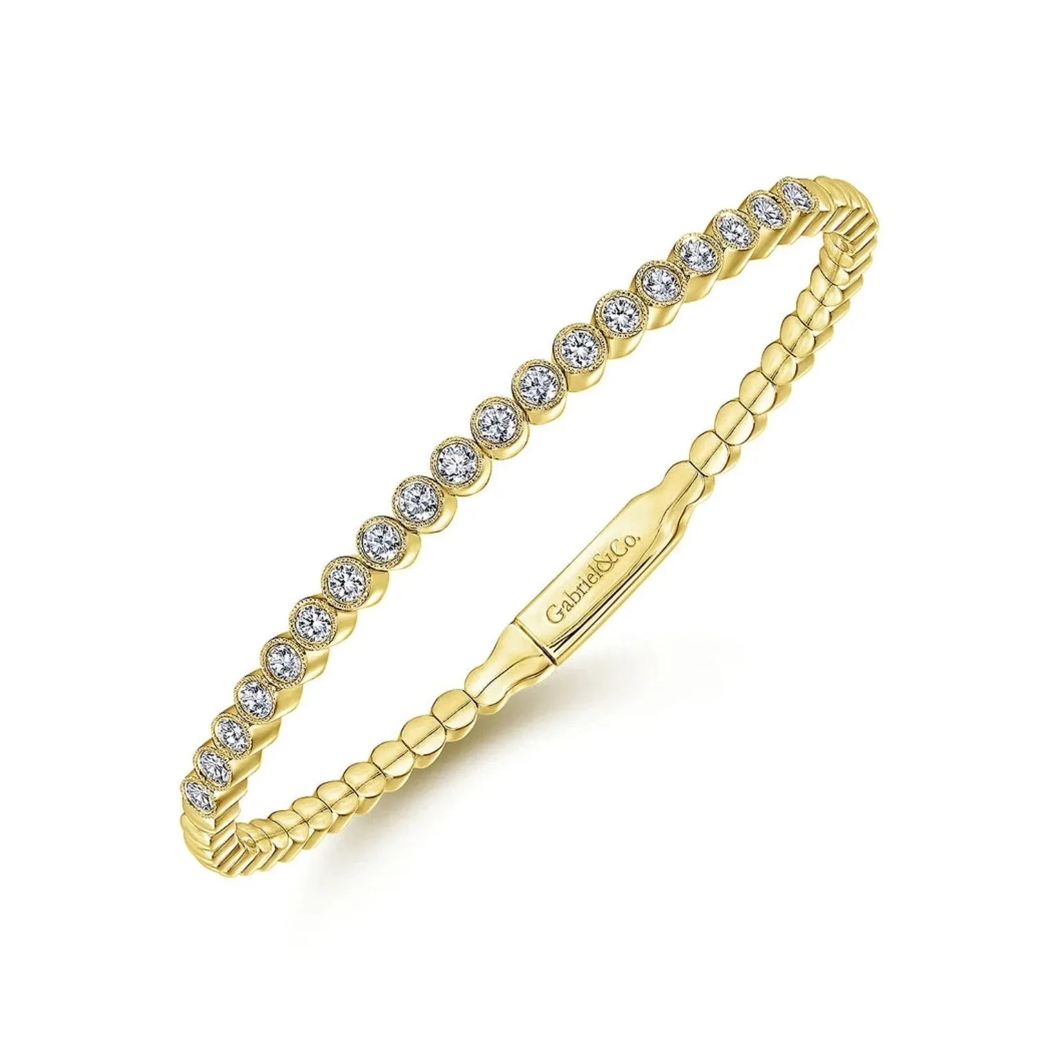 Gabriel & Co. Round Cut Bezel Set Diamond Bangle