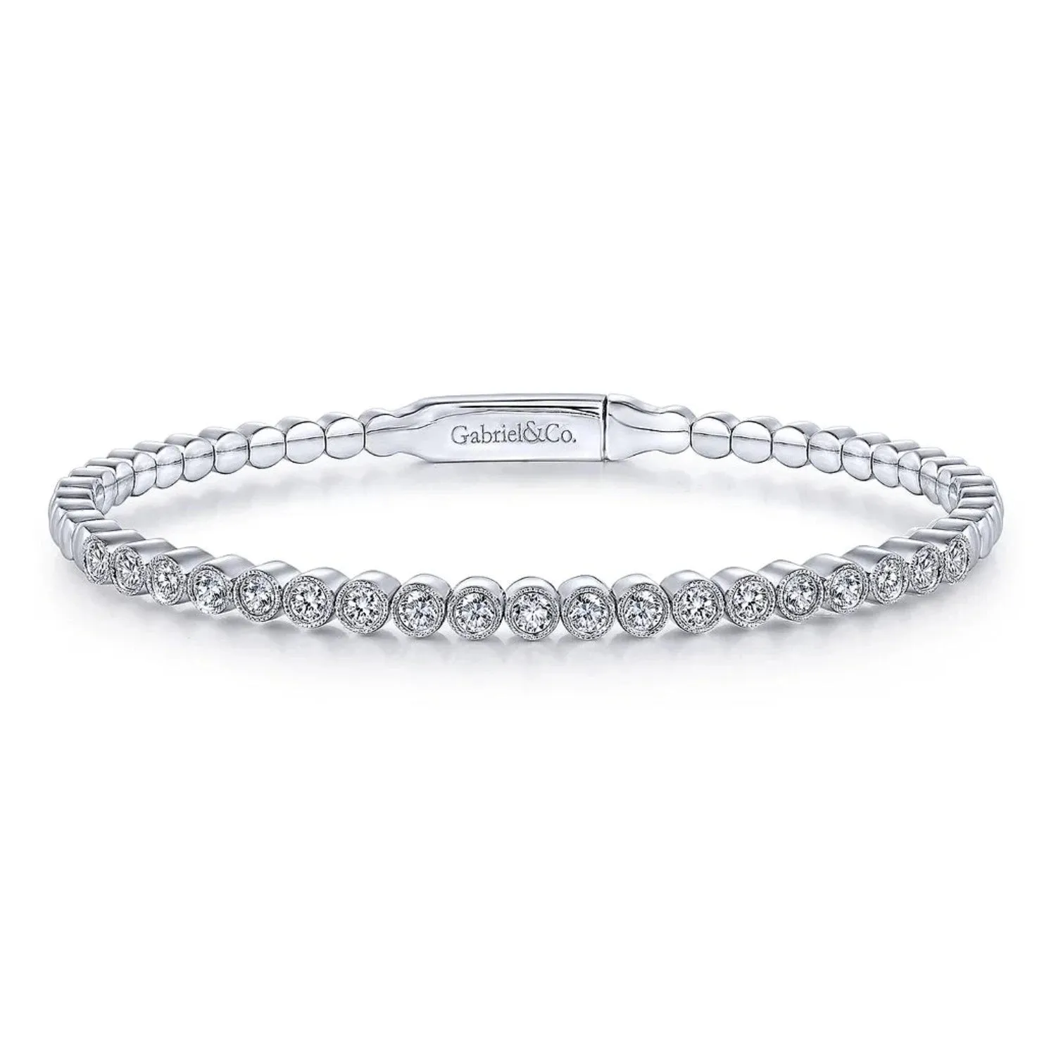 Gabriel & Co. Round Cut Bezel Set Diamond Bangle