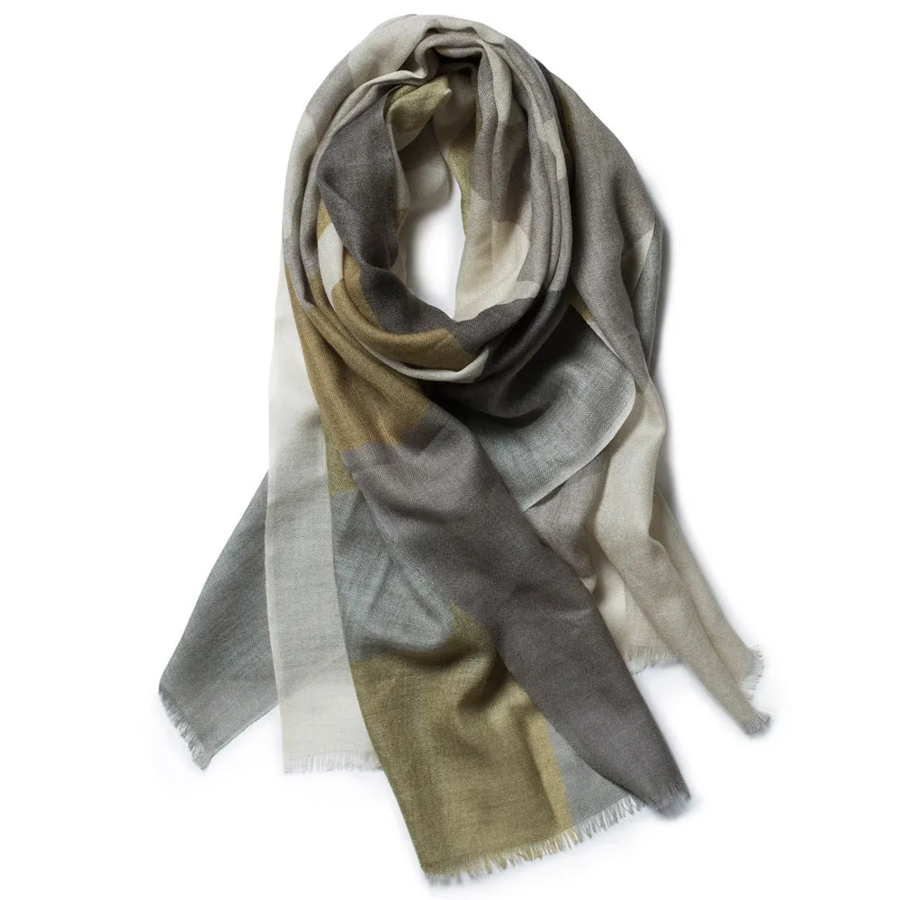 Galway Crystal Fashion Olive & Stone Merino Wool Scarf