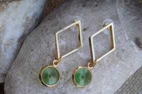 Geometric Green Earrings