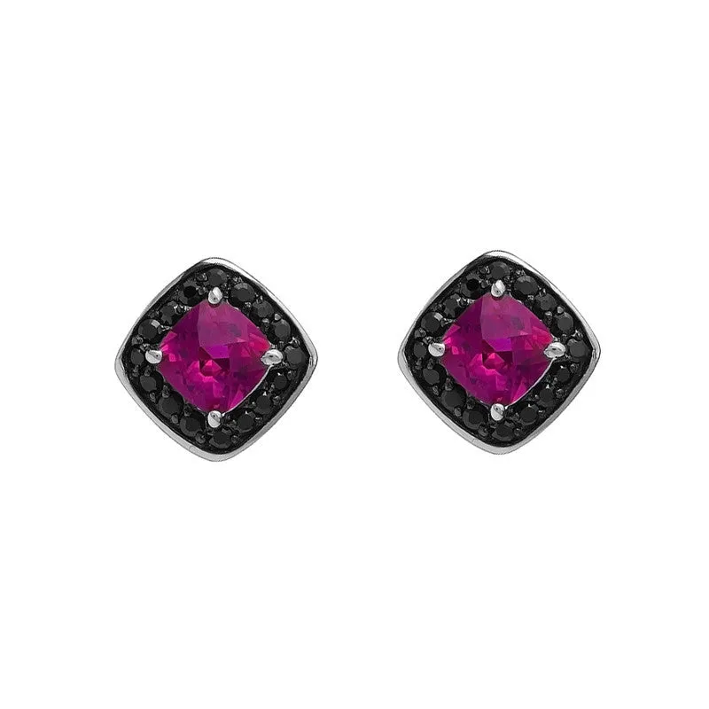 GEORGINI MISUMI RUBY & BLACK CZ STUD EARRINGS