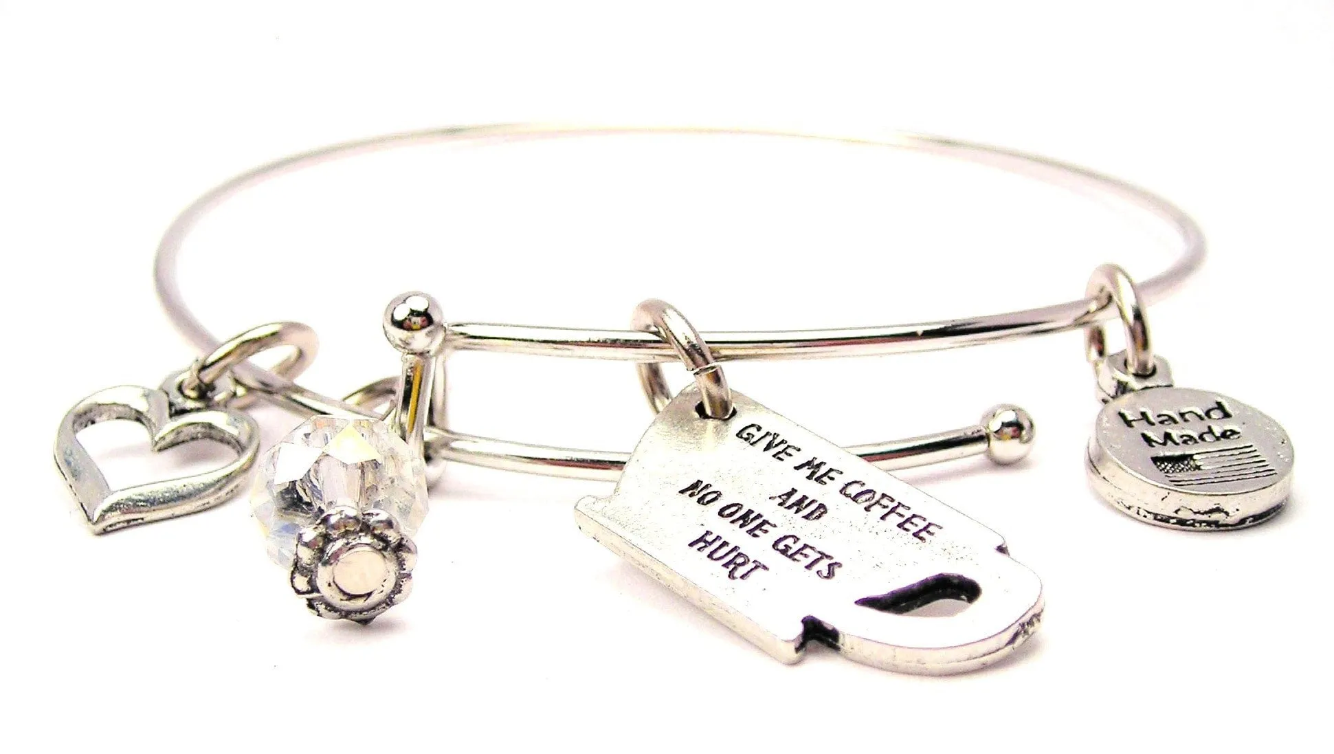 Give Me Coffee And No One Gets Hurt Expandable Bangle Bracelet