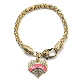 Gold Coral Abuela Pave Heart Charm Braided Bracelet