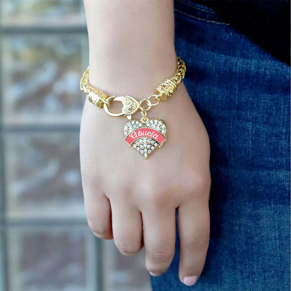 Gold Coral Abuela Pave Heart Charm Braided Bracelet